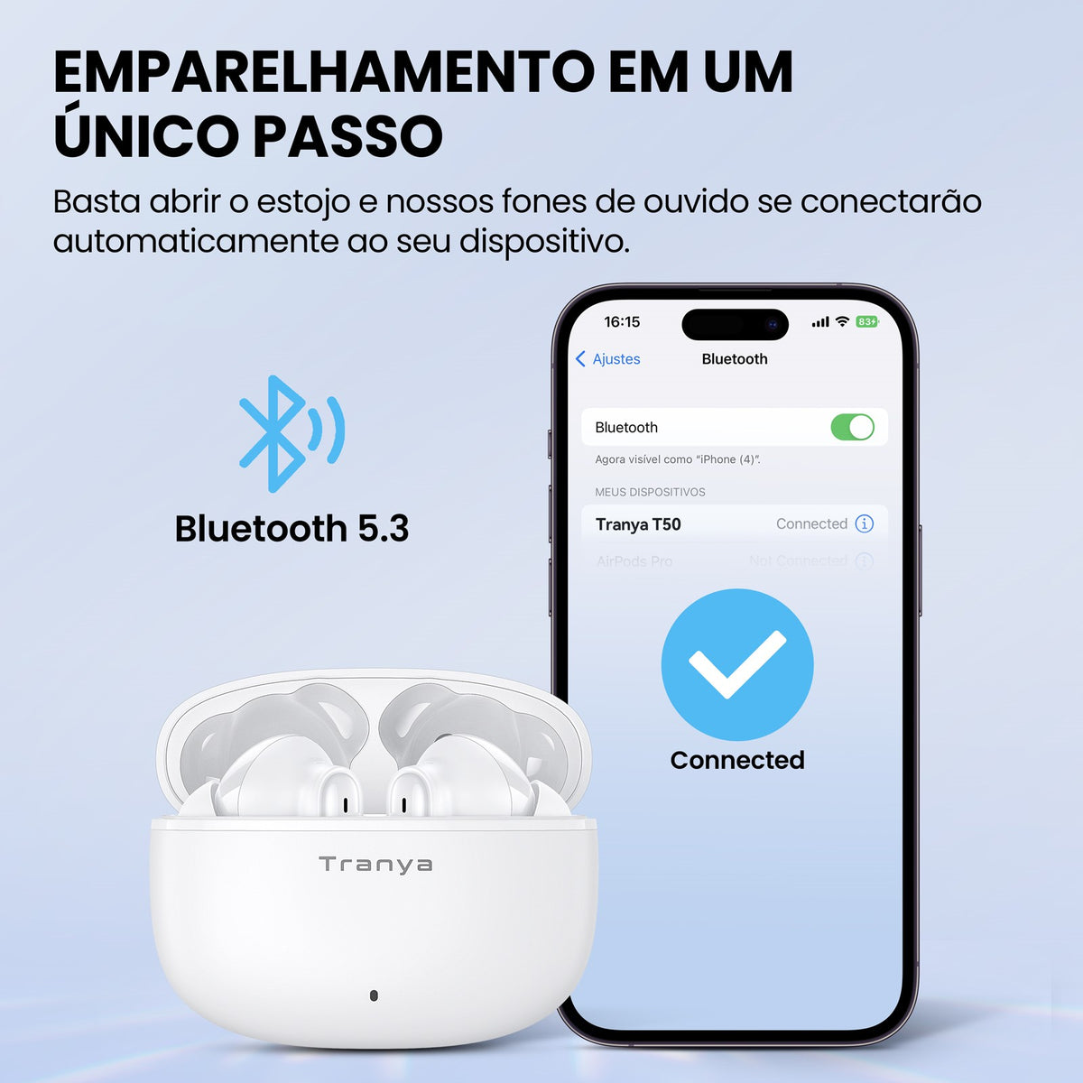 Tranya T50 fones de ouvido bluetooth sem fio