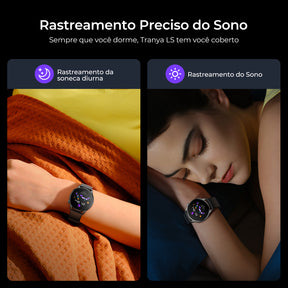 Tranya LS Smartwatch® Rastreador de Fitness, Monitoramento do Sono, Mais de 100 Modos de Esporte, Chamadas, Assistente de Voz com IA